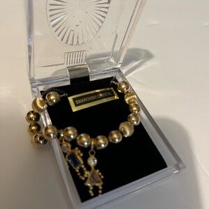 Swarovski Gold Necklace with Blue and Gold Accents